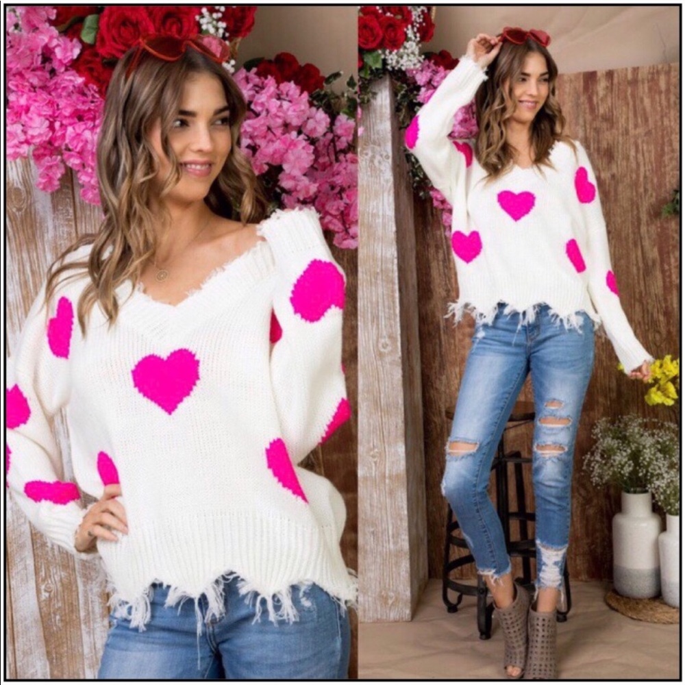 Pink hearts sweater